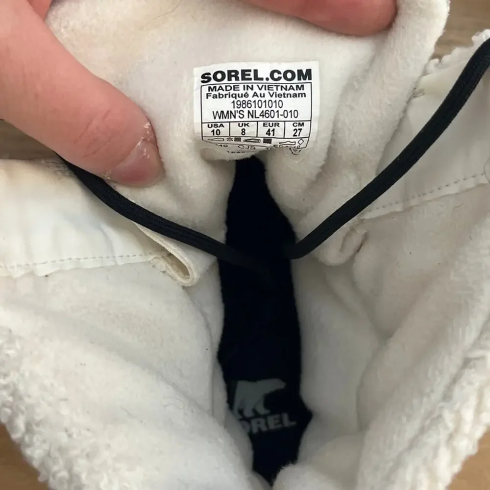 Sorel Women's Explorer II Joan Cozy Boot Black Cream Faux Shearling Size 10 - Picture 7 of 7